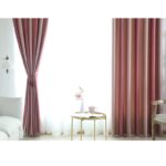 ผ้าม่านทึบ สีทูโทนในผืนเดียว แบบห่วงตาไก่ 150 x250 สีชมพู
